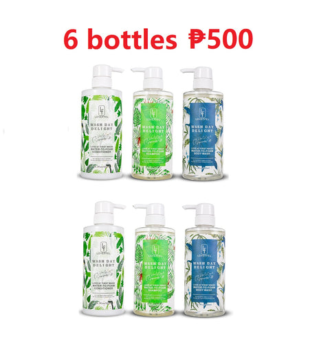 6bottles LOVEFFEL  500ML (2Shampoo + 2Conditioner+2Body Wash) anti-dandruff shampoo, anti-hair loss shampoo, vegetable amino acid shampoo Haircare Cleanser Cleansing Comfort