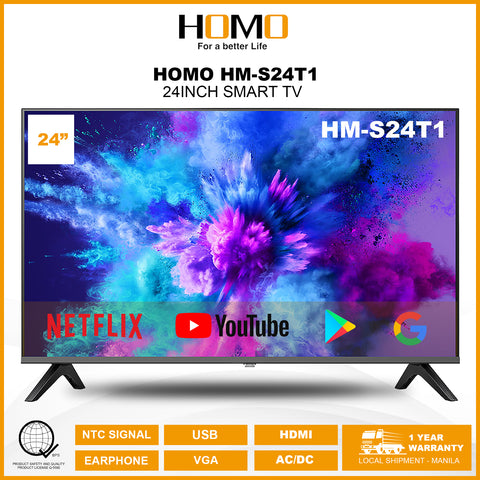 HOMO HD ATV LED SMART TV 24inch (HM- S24T1 (IS-DB-T))