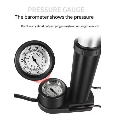 XiX Bicycle Pump Foot Pumps with Precision Pressure Gauge 11 Bar/160 PSI for All Valves SV AV DV, Mini Portable Air Pump Floor Pump with Adapter for Car, Balls, Toys, Mattresses, Swimming Tyres bike part