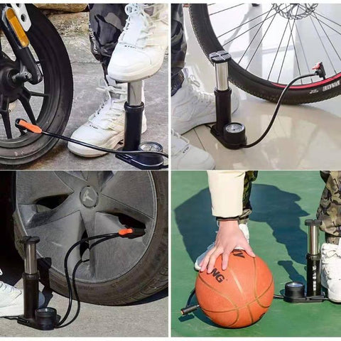 XiX Bicycle Pump Foot Pumps with Precision Pressure Gauge 11 Bar/160 PSI for All Valves SV AV DV, Mini Portable Air Pump Floor Pump with Adapter for Car, Balls, Toys, Mattresses, Swimming Tyres bike part