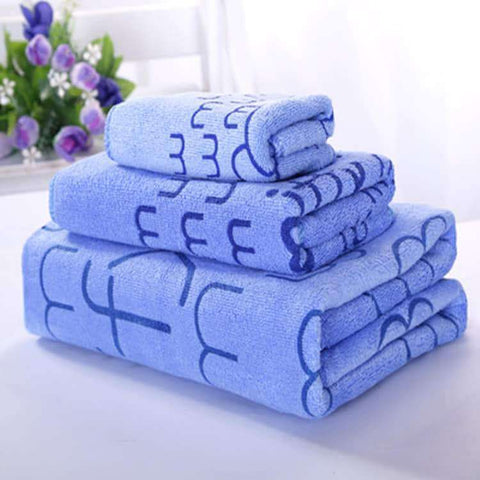 3 in 1 Microfiber Towel Set - 1pcBath Towel+1pcHand Towe+1pcFace Towel -- Blue -BIGMK.PH