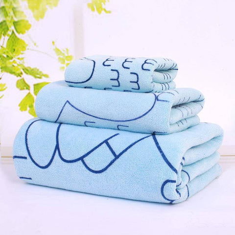 3 in 1 Microfiber Towel Set - 1pcBath Towel+1pcHand Towe+1pcFace Towel -- Light Blue -BIGMK.PH