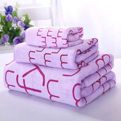 3 in 1 Microfiber Towel Set - 1pcBath Towel+1pcHand Towe+1pcFace Towel -- Violet -BIGMK.PH